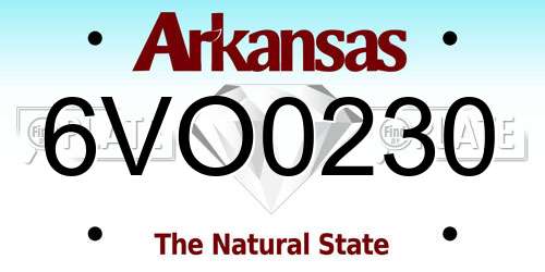 6VO0230 Arkansas License Plate