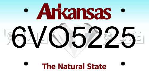 6VO5225 Arkansas License Plate