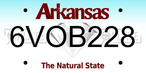 6VOB228 Arkansas License Plate