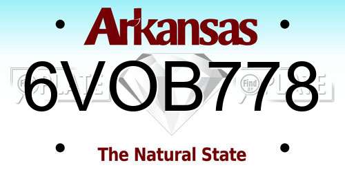 6VOB778 Arkansas License Plate
