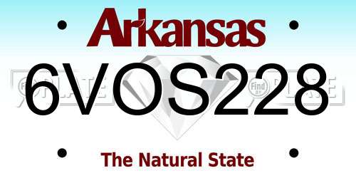 6VOS228 Arkansas License Plate