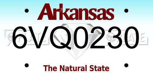 6VQ0230 Arkansas License Plate