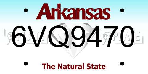 6VQ9470 Arkansas License Plate