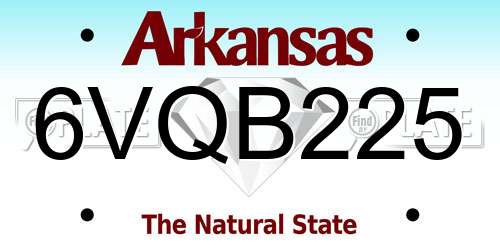 6VQB225 Arkansas License Plate