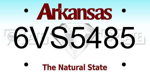 6VS5485 Arkansas License Plate