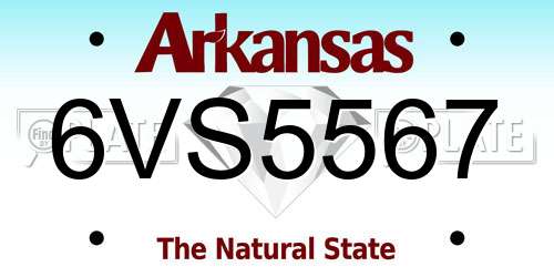 6VS5567 Arkansas License Plate