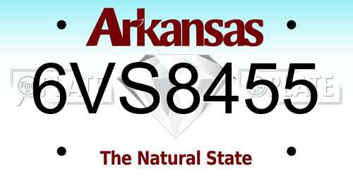 6VS8455 Arkansas License Plate