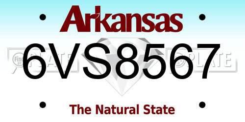 6VS8567 Arkansas License Plate