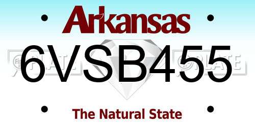 6VSB455 Arkansas License Plate