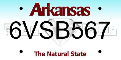 6VSB567 Arkansas License Plate