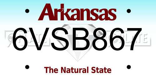 6VSB867 Arkansas License Plate