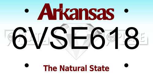 6VSE618 Arkansas License Plate