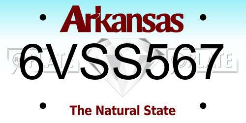 6VSS567 Arkansas License Plate