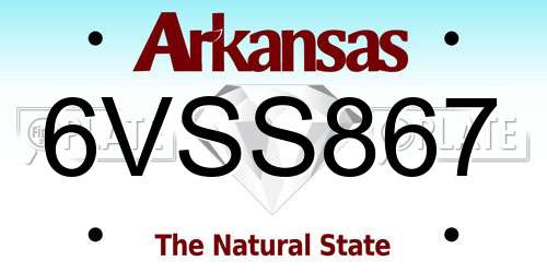 6VSS867 Arkansas License Plate