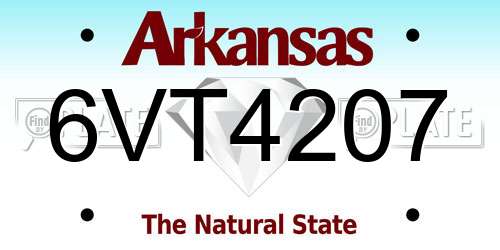 6VT4207 Arkansas License Plate