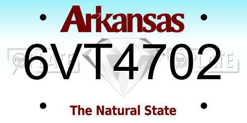 6VT4702 Arkansas License Plate