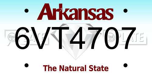 6VT4707 Arkansas License Plate