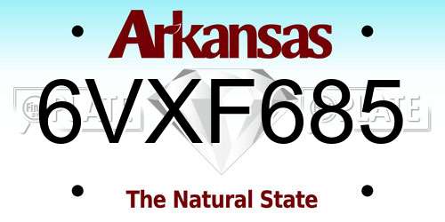6VXF685 Arkansas License Plate