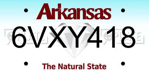 6VXY418 Arkansas License Plate