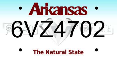 6VZ4702 Arkansas License Plate