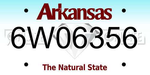 6W06356 Arkansas License Plate
