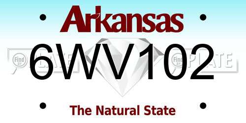 6WV102 Arkansas License Plate