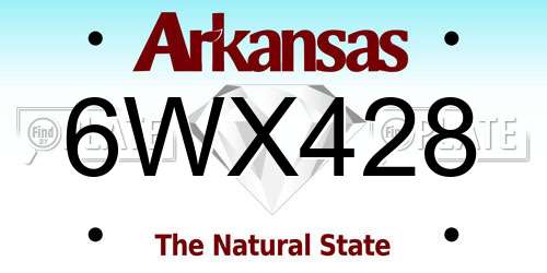 6WX428 Arkansas License Plate