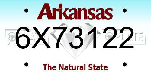 6X73122 Arkansas License Plate