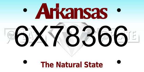 6X78366 Arkansas License Plate