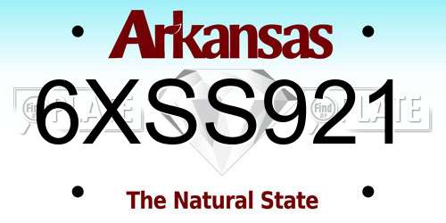 6XSS921 Arkansas License Plate