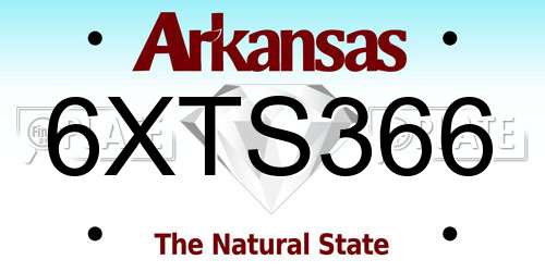 6XTS366 Arkansas License Plate