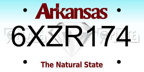6XZR174 Arkansas License Plate