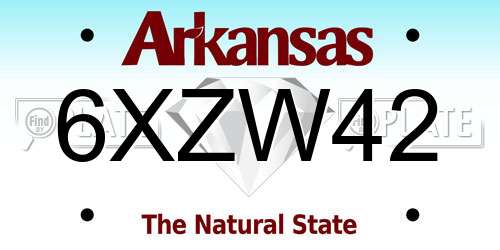 6XZW42 Arkansas License Plate