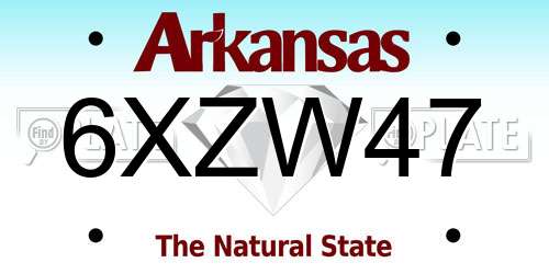 6XZW47 Arkansas License Plate