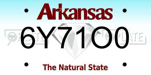 6Y71O0 Arkansas License Plate