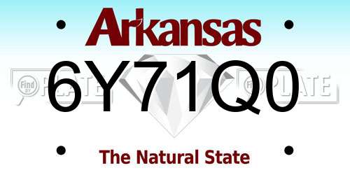 6Y71Q0 Arkansas License Plate