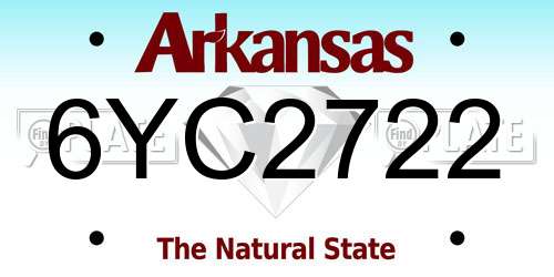 6YC2722 Arkansas License Plate