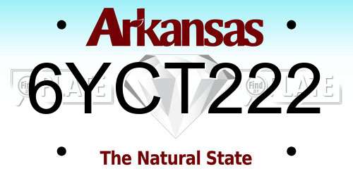 6YCT222 Arkansas License Plate