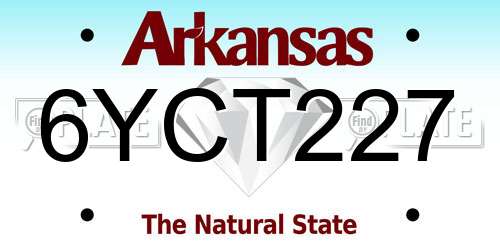 6YCT227 Arkansas License Plate
