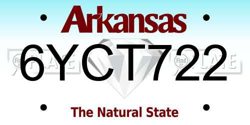 6YCT722 Arkansas License Plate