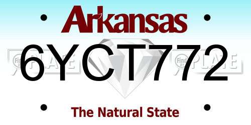 6YCT772 Arkansas License Plate