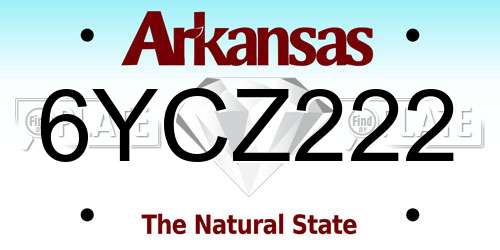 6YCZ222 Arkansas License Plate