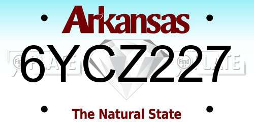 6YCZ227 Arkansas License Plate