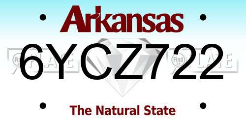 6YCZ722 Arkansas License Plate