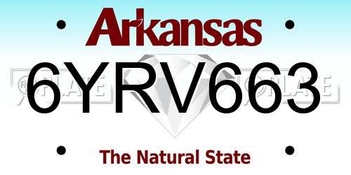 6YRV663 Arkansas License Plate