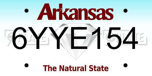 6YYE154 Arkansas License Plate