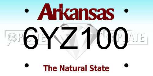 6YZ100 Arkansas License Plate