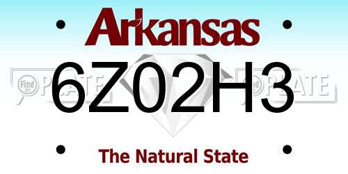 6Z02H3 Arkansas License Plate