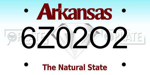 6Z02O2 Arkansas License Plate