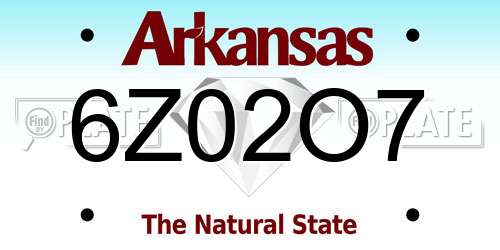 6Z02O7 Arkansas License Plate